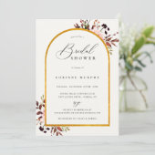 Invitation Fête des mariées de cadre doré rustique d'automne (Debout devant)