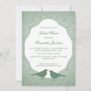 Invitation Fête des mariées de cadre fleuri Green 