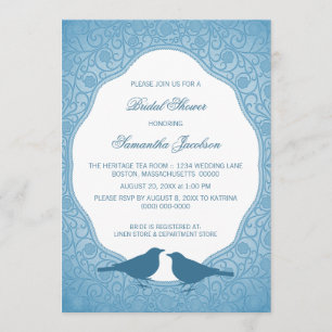 Invitation Fête des mariées de cadre Floral Blue N