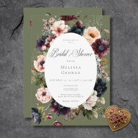 Fête des mariées de cadre floral ovale vert foncé