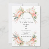 Invitation Fête des mariées de cadre floral rose (Devant)