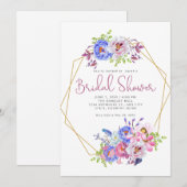 Invitation Fête des mariées de cadre géométrique Or moderne (Devant / Derrière)