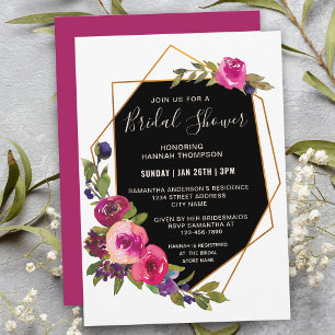 Invitation Fête des mariées de cadre géométrique rose