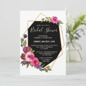 Invitation Fête des mariées de cadre géométrique rose (Debout devant)