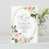 Invitation Fête des mariées de cadre géométrique rose pâle (Debout devant)