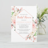 Invitation Fête des mariées de cadre Peachy Rose et White Ros (Debout devant)