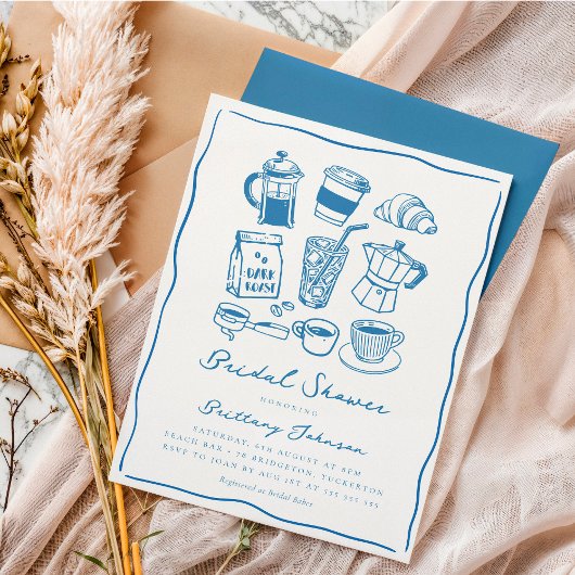 Invitation Fête des mariées de café chic Scribble