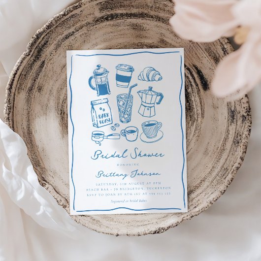 Invitation Fête des mariées de café chic Scribble