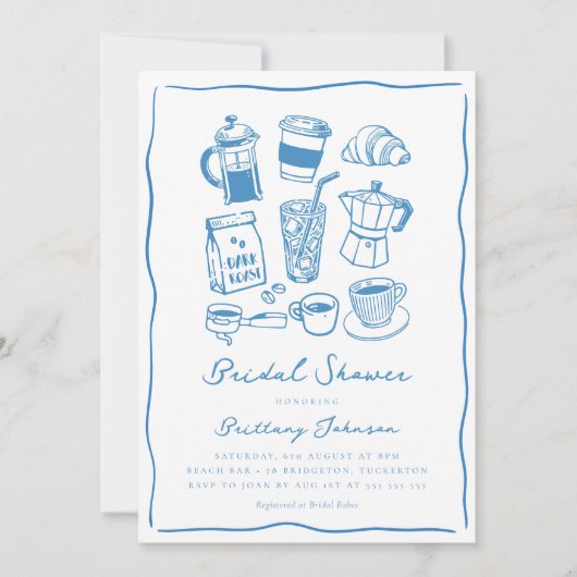 Invitation Fête des mariées de café chic Scribble (Devant)