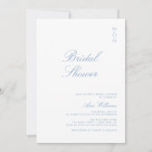 Invitation Fête des mariées de calligraphie bleue dustée mini (Devant)