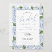 Invitation Fête des mariées de calligraphie Blue Hydrangea Fl (Devant)