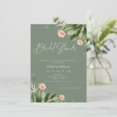 Invitation Fête des mariées de calligraphie Cactus à fleur de (Debout devant)