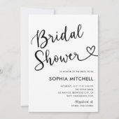 Invitation Fête des mariées de calligraphie cardiaque moderne (Devant)