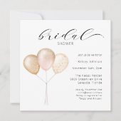 Invitation Fête des mariées de calligraphie de ballon rose or (Devant)