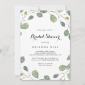 Invitation Fête des mariées de calligraphie de feuillage Euca (Devant)