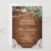 Invitation Fête des mariées de calligraphie en bois rustique (Devant)