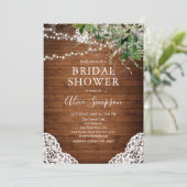 Invitation Fête des mariées de calligraphie en bois rustique (Debout devant)