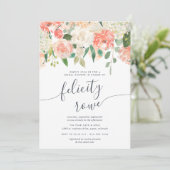 Invitation Fête des mariées de calligraphie florale du milieu (Debout devant)