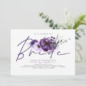 Invitation Fête des mariées de calligraphie florale pourpre d (Debout devant)