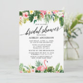 Invitation Fête des mariées de calligraphie florale tropicale (Debout devant)
