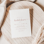 Invitation Fête des mariées de calligraphie minimaliste or ro<br><div class="desc">Cette invitation rose de calligraphie minimaliste or nuptiale douche est parfaite pour un wedding shower rustique. Le design sobre et élégant présente une typographie de script classique et sophistiquée en or et blanc rose.</div>