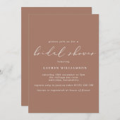 Invitation Fête des mariées de calligraphie Mocha simple (Devant / Derrière)