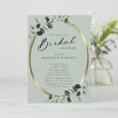 Invitation Fête des mariées de calligraphie moderne Eucalyptu (Debout devant)