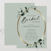 Invitation Fête des mariées de calligraphie moderne Eucalyptu (Devant / Derrière)