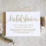 Invitation Fête des mariées de calligraphie or et blanc<br><div class="desc">Fêtons la future mariée ! Famille Invitation et amis avec cette invitation à la douche nuptiale personnalisable. Il présente la calligraphie lunaire et la typographie classique. Personnalisez en ajoutant des noms, des dates, des adresses et d'autres détails. Cette invitation à la douche nuptiale en or et blanc est parfaite pour...</div>
