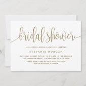 Invitation Fête des mariées de calligraphie or et blanc (Devant)