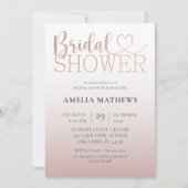 Invitation Fête des mariées de calligraphie or Rose moderne (Devant)