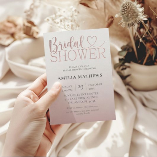 Invitation Fête des mariées de calligraphie or Rose moderne