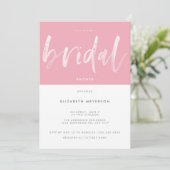 Invitation Fête des mariées de calligraphie rose blanc modern (Debout devant)