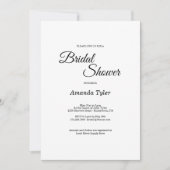 Invitation Fête des mariées de calligraphie simple en noir et (Devant)