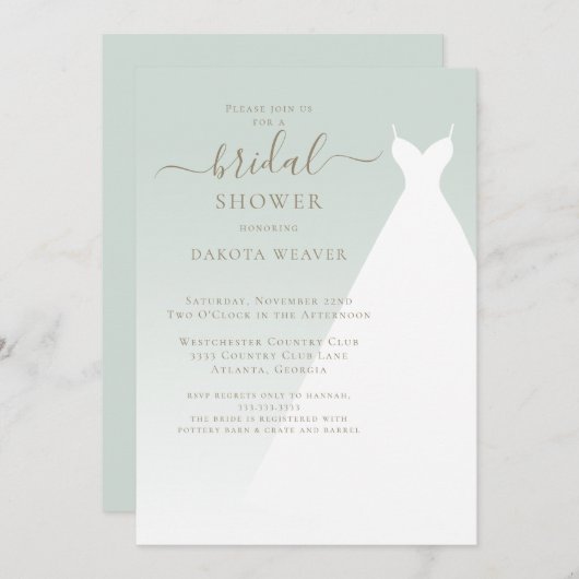 Invitation Fête des mariées de calligraphie verte simple (Devant / Derrière)