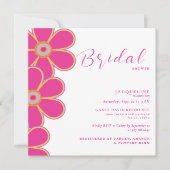 Invitation Fête des mariées de Carré rétro rose chaud (Devant)