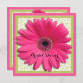 Invitation Fête des mariées de Carré rose vert Gerbera Daisy (Devant / Derrière)