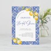 Invitation Fête des mariées de Carreaux Bleus de citrons médi (Debout devant)