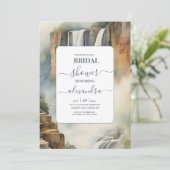 Invitation Fête des mariées de cascade de Rustic Mountain (Debout devant)