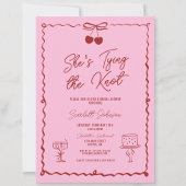 Invitation Fête des mariées de cerisier à noeud rose et rouge