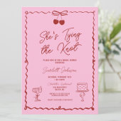 Invitation Fête des mariées de cerisier à noeud rose et rouge