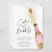 Invitation Fête des mariées de champagne au gâteau et au mous (Devant)