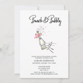 Invitation Fête des mariées de champagne Brunch & Bubbly Bow  (Devant)