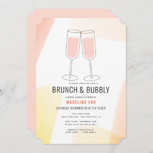 Invitation Fête des mariées de champagne Brunch & Bubbly Peac