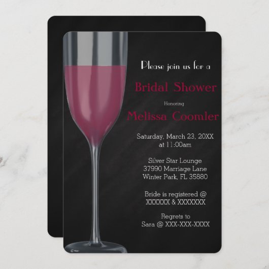 Invitation Fête des mariées de Champagne chic Eleg (Devant / Derrière)