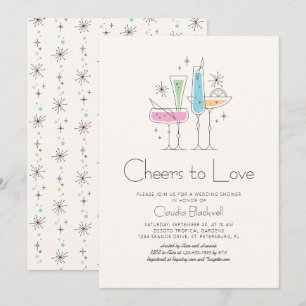 Invitation Fête des mariées de champagne Retro Brunch Bubbly