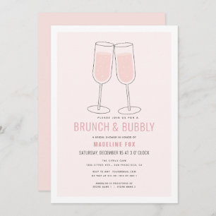 Invitation Fête des mariées de champagne rose brunch & Bubbly