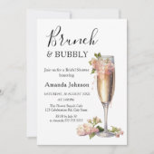 Invitation Fête des mariées de Champagne Rose Floral (Devant)