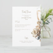Invitation Fête des mariées de champagne Rose séchée à la crè (Debout devant)