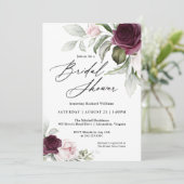 Invitation Fête des mariées de charme botanique rose et prune (Debout devant)